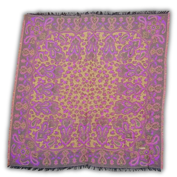 Vintage FENDI Scarf | Oversized Wrap | 90s Paisley, Leopard Print - Picture 12 of 12